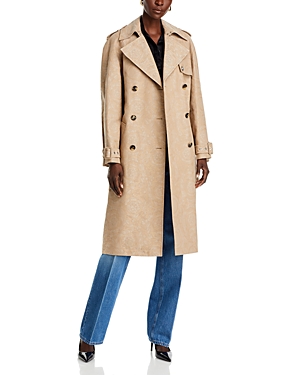 Shop Versace Barocco Jacquard Trench Coat In Sand
