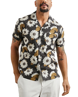 Moreno Relaxed Fit Sunflower Print Short Sleeve Button Down Shirt