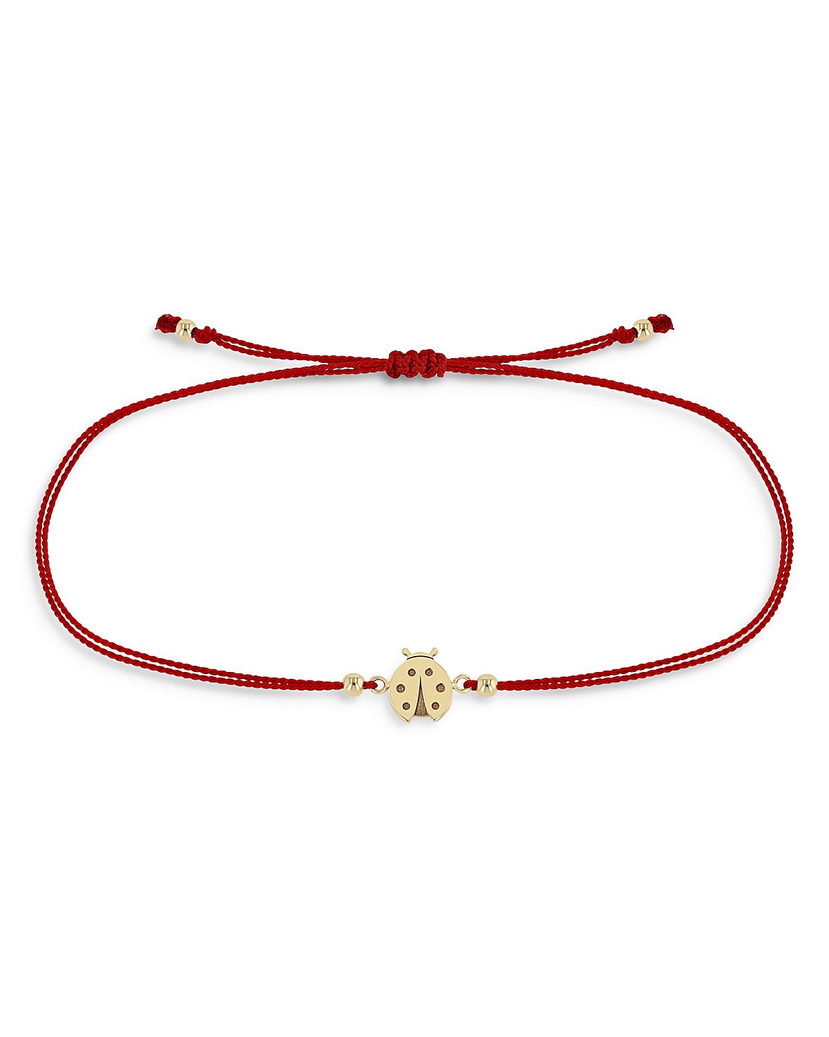 Zoe Chicco 14K Yellow Gold Midi Bitty Ladybug Red Cord Bracelet
