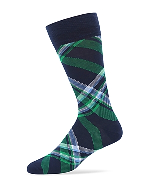 Shop The Men's Store At Bloomingdale's Plaid Crew Socks - 100% Exclusive In Navy