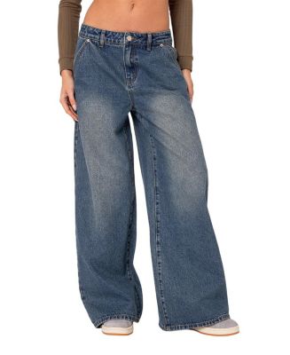 │Odd Studio│ Diagonal cut wide denim pants BLUE OO4MUDP101 Diagonal cut wide denim pants - blue | ファッション通販