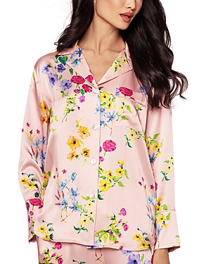PETITE PLUME BLUSH MULBERRY SILK BRILLIANT BOTANICAL PAJAMA SET