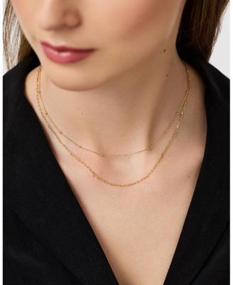 10K Gold Paperclip and Satelitte Necklace