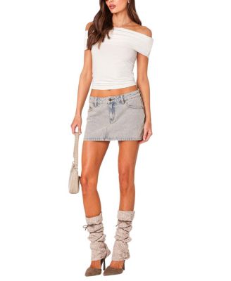 Vintage Like Washed Denim Mini Skirt