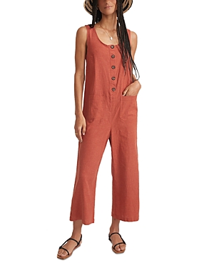 Shop Marine Layer Sydney Button Front Jumpsuit In Baked Clay