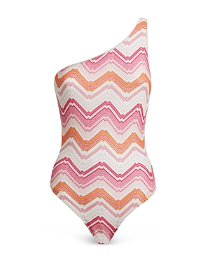 Shop Missoni One Shoulder One Piece Swimsuit In Microshade