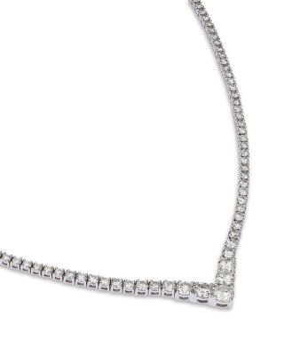 Diamond Chevron Tennis Necklace in 14K White Gold, 6.0 tcw