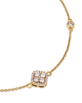 Diamond Clover Station Bracelet in 14K Yellow Gold, 0.70 tcw 