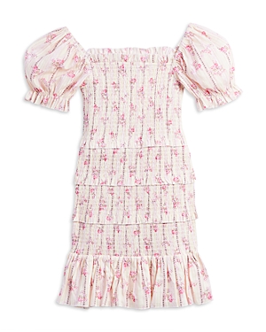 Shop Katiejnyc Girls' Laila Floral Smocked Dress - Big Kid In Floral Stripe Cream