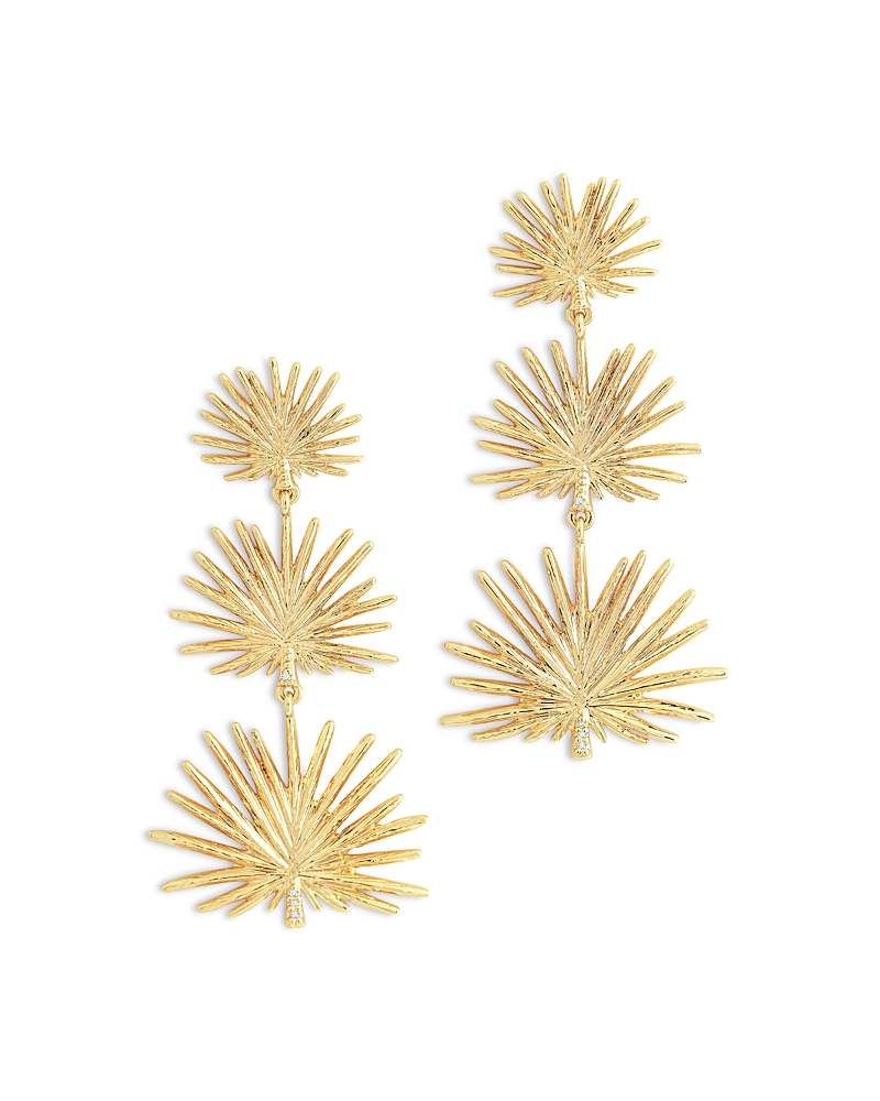 Anabel Aram Pave Fan Palm Triple Drop Earrings