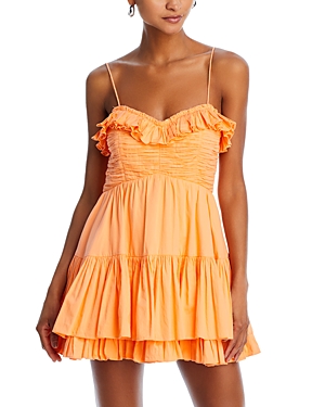 Shop Loveshackfancy Linny Mini Dress In Tangerine