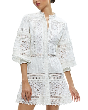 Shop Alice And Olivia Cailin Tiered Tunic Dress In Off White