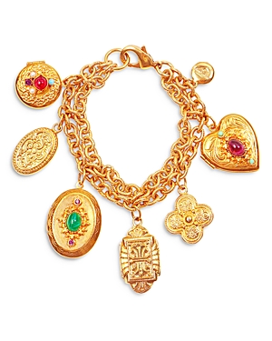 Shop Ben-amun Color Crystal Double-row Charm Bracelet In Gold/multi