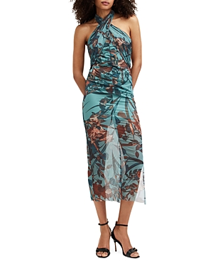 Shop Allsaints Kaih Batu Halter Dress In Lagoon Blue