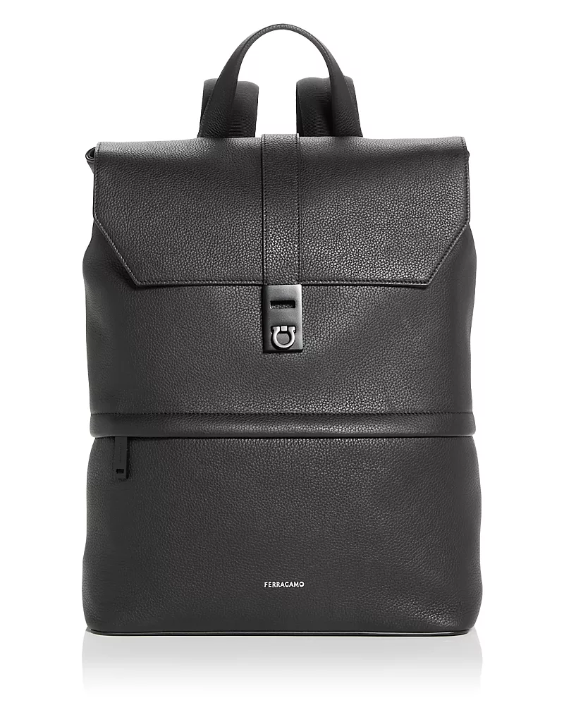 Ferragamo Gancini Buckle Leather Backpack