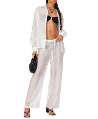 Breezy Oversized Sheer Button Up Shirt