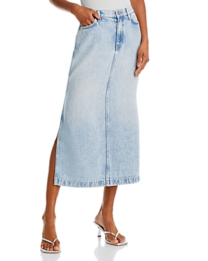 Shop 7 For All Mankind Denim Midi Skirt In Abyss