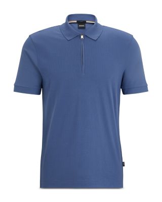 Polston 35 Cotton Slim Fit Quarter Zip Polo Shirt 