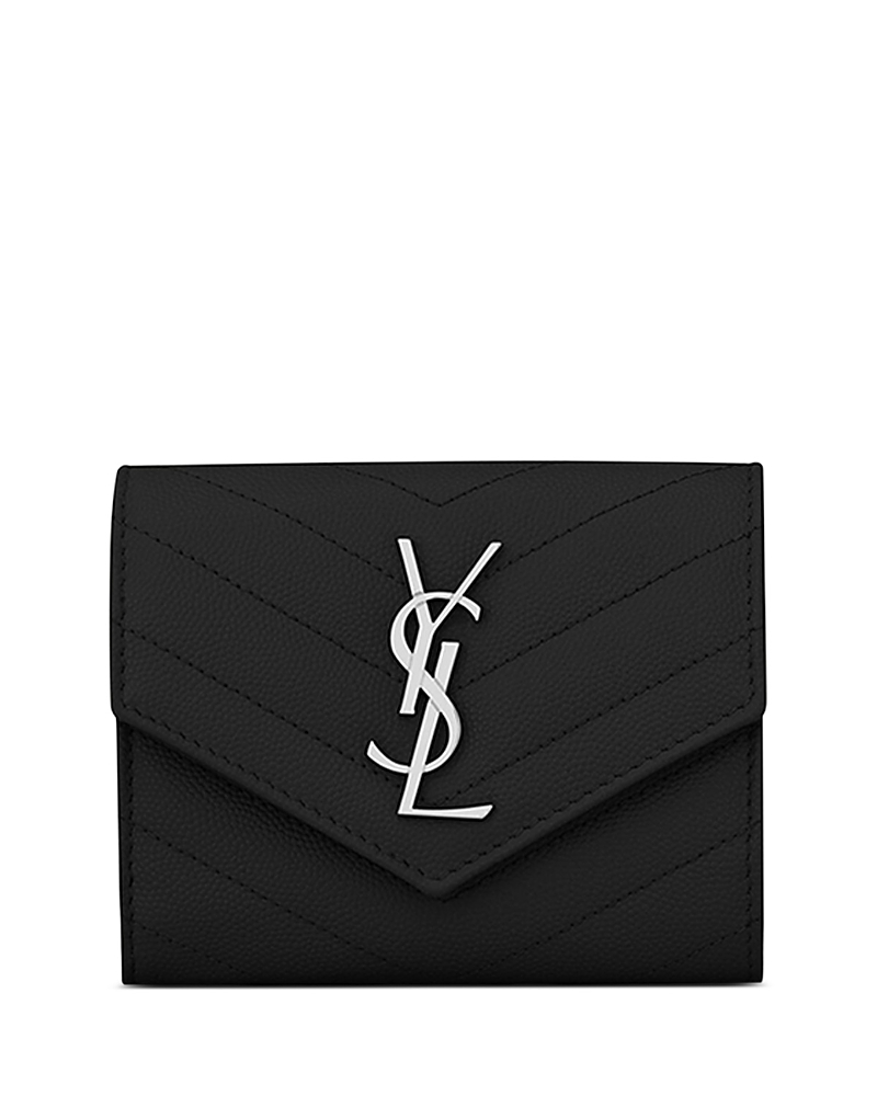 Saint Laurent Cassandre MatelassA Multi-folded Wallet in Grain De Poudre Embossed Leather
