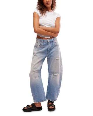 Good Luck High Rise Cropped Wide Leg Barrel Jeans in Barnyard Blue