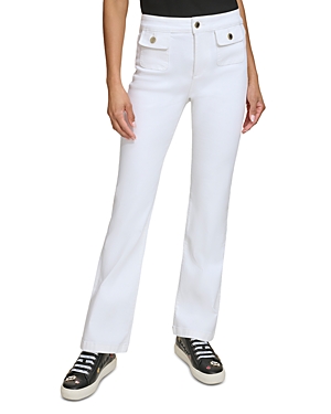 Karl Lagerfeld Paris High Rise Straight Leg Ankle Jeans in White