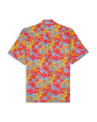 Charli Tahiti Flowers Print Linen Camp Shirt
