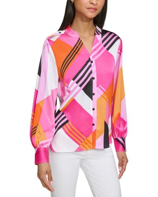KARL LAGERFELD PARIS - Printed Button Front Blouse