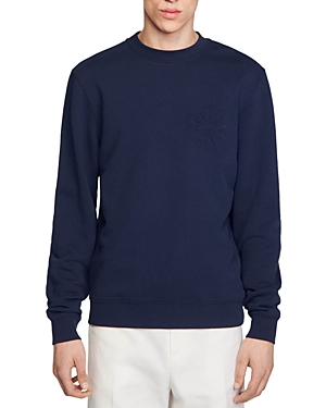 Shop Sandro Flower Sweatshirt In Navy Blue