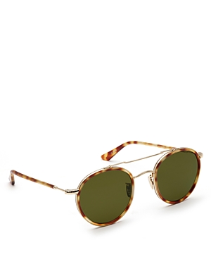 Shop Krewe Porter Round Sunglasses, 50mm In Brown/green Polarized Solid