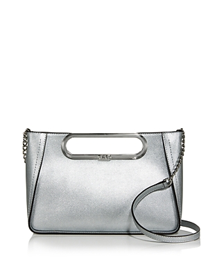 Shop Michael Kors Michael  Chelsea Large Leather Convertible Clutch In Silver