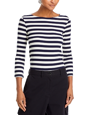 Shop L Agence L'agence Lucille Striped Top In Navy And White
