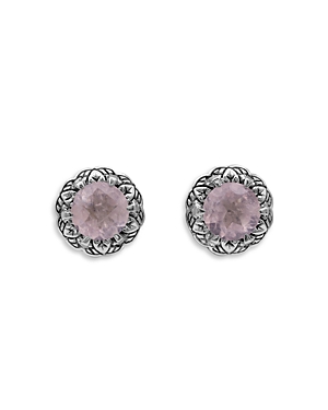 Shop Stephen Dweck Sterling Silver Garden Of Stephen Rose Quartz Stud Earrings In Purple/silver