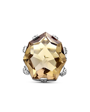 Shop Stephen Dweck Faceted Galactical Champagne Quartz Ring In Yellow/silver