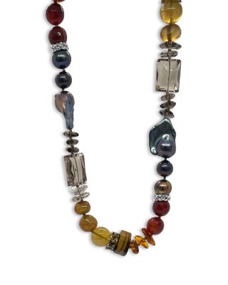 Statement Multi Semi Precious sold Stone Sterling Silver Necklace