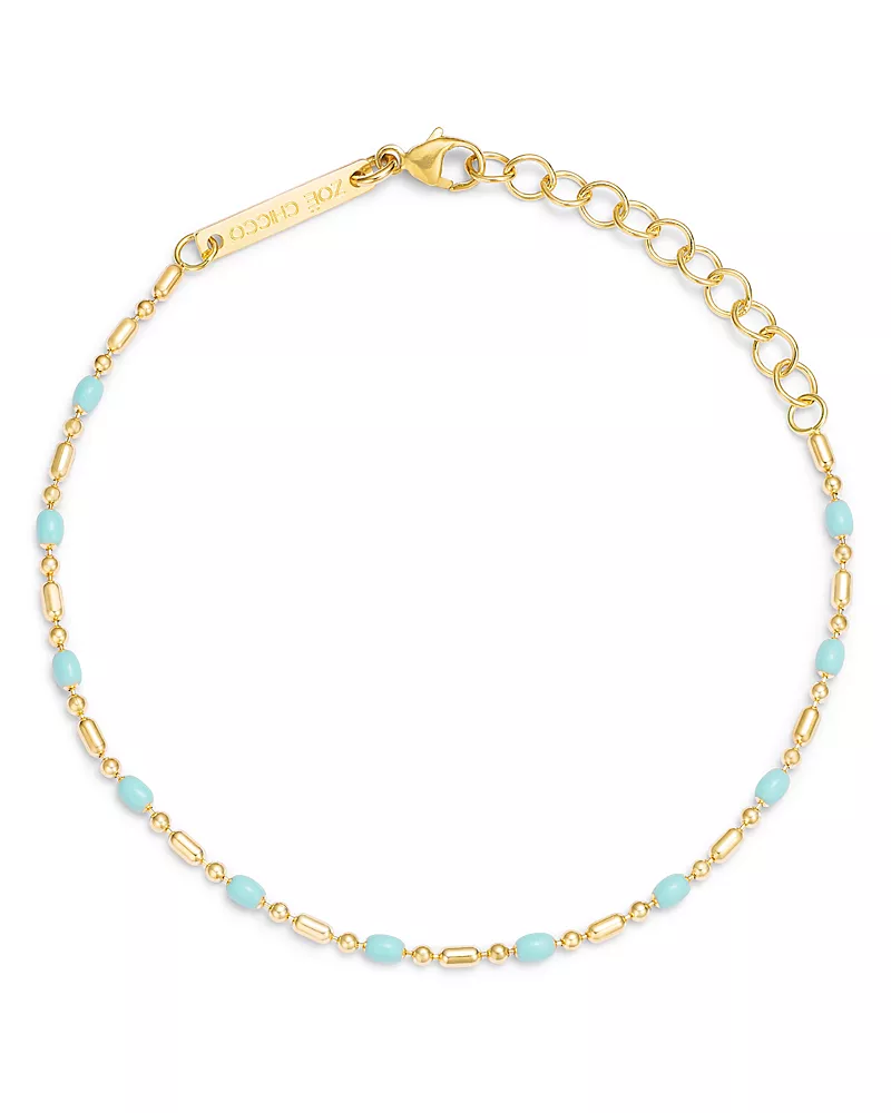 Zoe Chicco 14K Yellow Gold Enamel Bead & Bar Link Bracelet