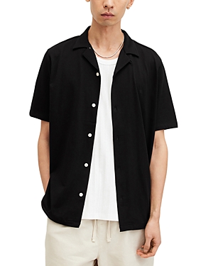 Shop Allsaints Hudson Short Sleeve Button Down Shirt In Black