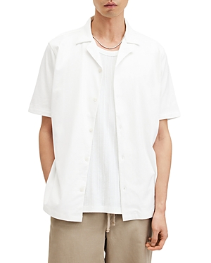 Shop Allsaints Hudson Short Sleeve Button Down Shirt In Cliff White