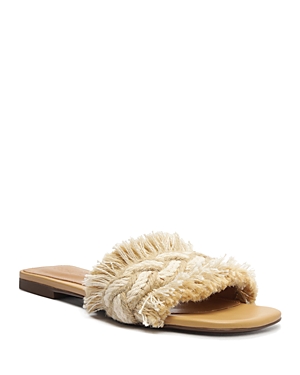 Shop Schutz Women's Adelia Frayed Slide Sandals In Beige