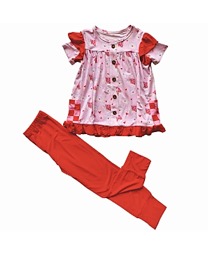 Shop Laree + Co Girls' Ezrah Bamboo Short Sleeve Peplum + Legging Set - Baby In Light Pink