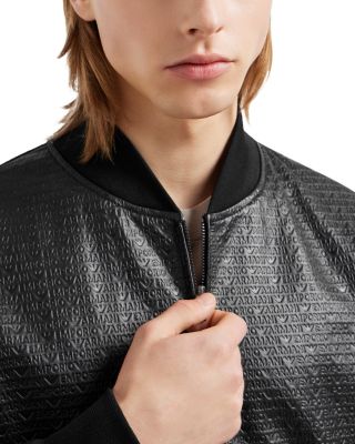 Zip Front Leather Logo Jacket