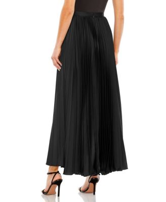 Long Pleated Satin Evening Skirt