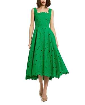 Mac Duggal Embroidered Floral A Line Midi Dress In Green