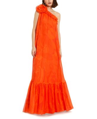 エレガント【MACDUGGAL】ワンショルダーフローラルガウン Mac Duggal Printed Chiffon One Shoulder Rose Ruffle Gown
