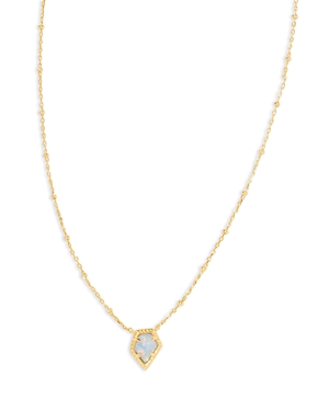 Shop Kendra Scott Framed Tess Satellite Pendant Necklace, 19 In Gold Luster Light Blue Kyocera Opal