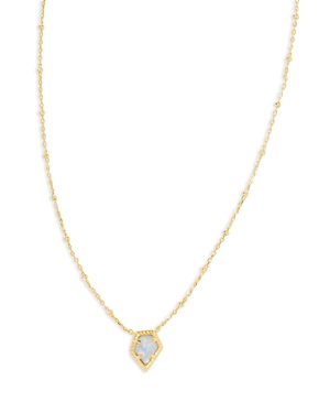 Kendra Scott 14k Gold-plated Framed Drusy Stone 19" Adjustable Pendant Necklace In Gold Luster Light Blue Kyocera Opal