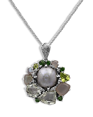 Shop Stephen Dweck Mabe Freshwater Pearl & Gemstone Pendant Necklace, 18 In Silver/green
