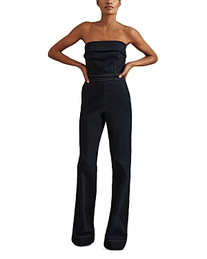 Reiss Tiggie Denim Jumpsuit In Black