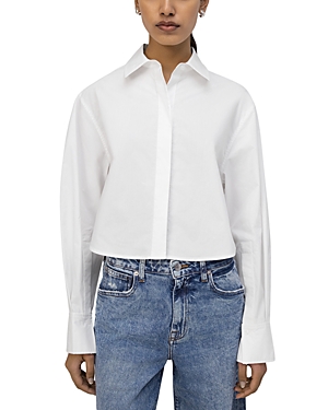 Shop Simkhai Renata Cropped Button Down Shirt In White