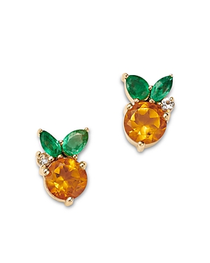 Moon & Meadow 14k Yellow Gold Multi Gemstone Orange Stud Earrings