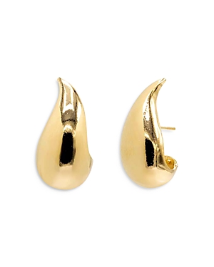 Shop By Adina Eden Solid Curved Teardrop Hoop Earrings In Gold
